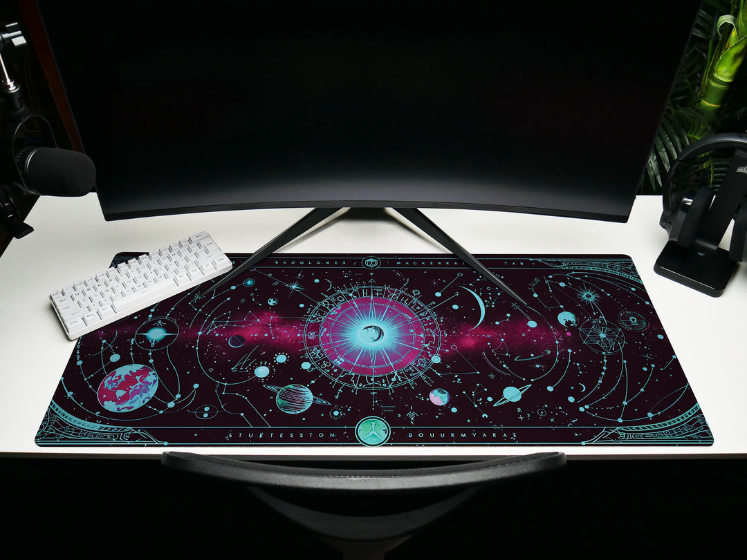 Cosmic Cartography Design 6, Desk Pad, Mouse Pad, Desk Mat, Astral Rendezvous, Celestial Blueprint