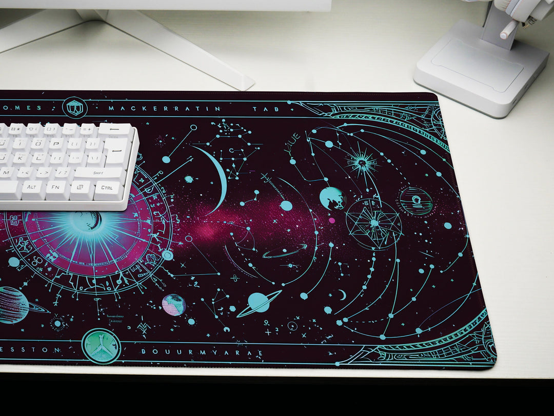 Cosmic Cartography Design 6, Desk Pad, Mouse Pad, Desk Mat, Astral Rendezvous, Celestial Blueprint