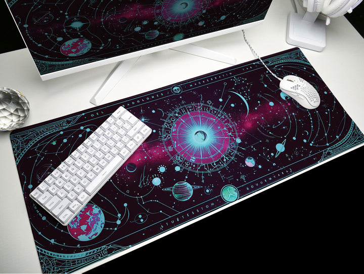 Cosmic Cartography Design 6, Desk Pad, Mouse Pad, Desk Mat, Astral Rendezvous, Celestial Blueprint