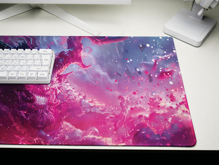Dark Slayer Design 2, Desk Pad, Mouse Pad, Desk Mat, Ethereal Dragon, Intergalactic Battle, Neon Clash