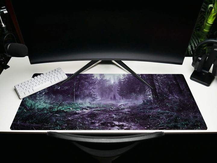 Mystic Canopy, Desk Pad, Ethereal Forest Scene, Enchanting Workspace, Extended Gaming Mat