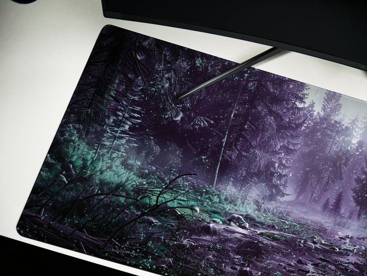 Mystic Canopy, Desk Pad, Ethereal Forest Scene, Enchanting Workspace, Extended Gaming Mat