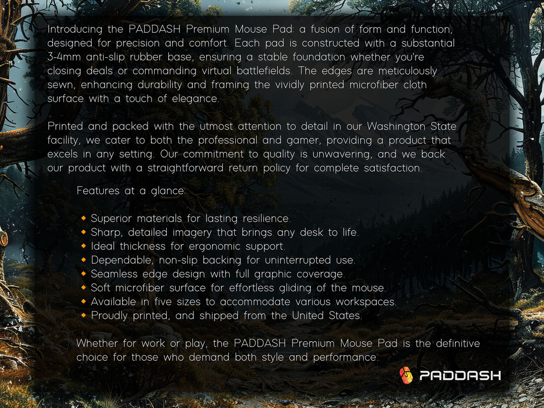 Mystic Forest, Desk Pad, Mouse Pad, Desk Mat, Enchanted Woods, Mountain Vista, Nature's Embrace