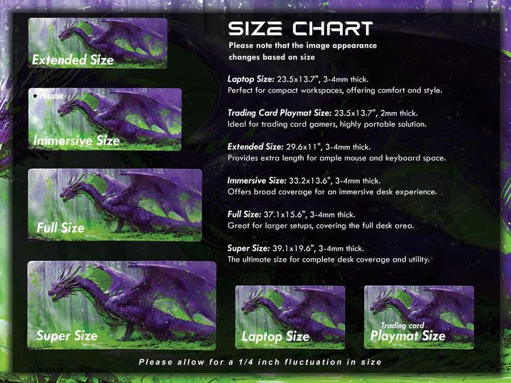 Majestic Mythos Design 5, Desk Pad, Violet Vanguard, Enchanted Forest Ambiance, Mystical Dragon Realm