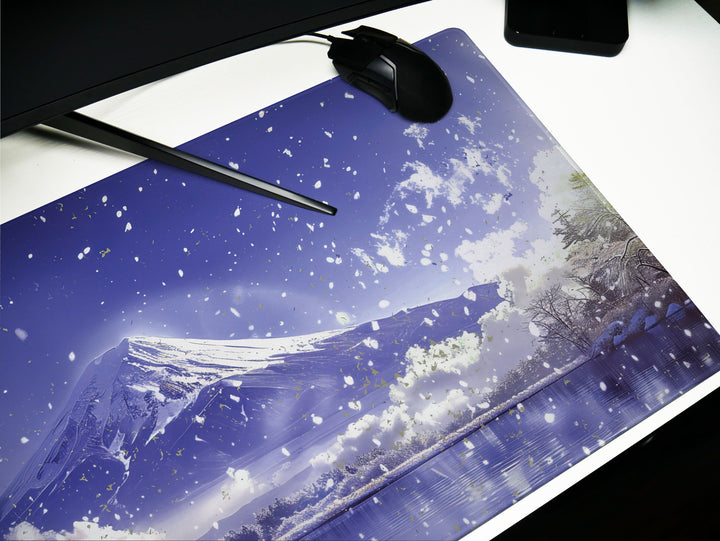 Serene Landscapes Design 2, Desk Pad, Mouse Pad, Desk Mat, Majestic Mountain View, Tranquil Winter Scene