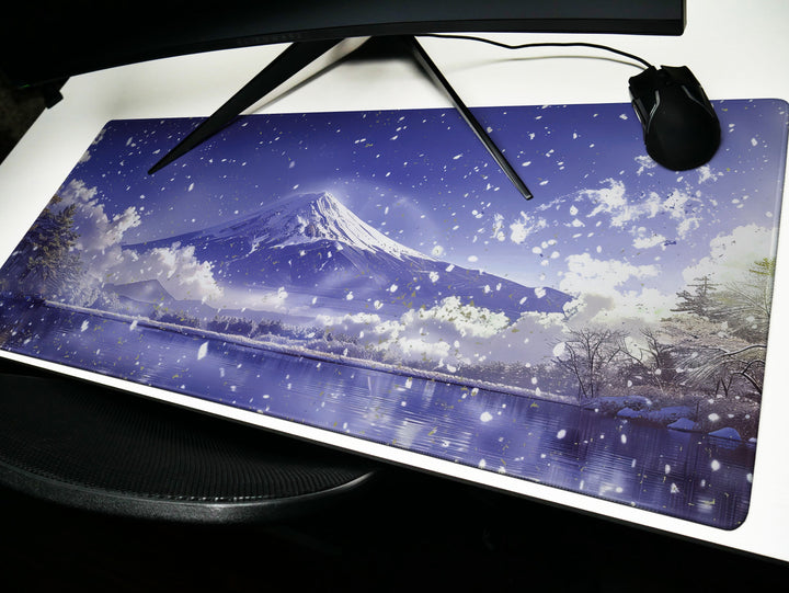Serene Landscapes Design 2, Desk Pad, Mouse Pad, Desk Mat, Majestic Mountain View, Tranquil Winter Scene