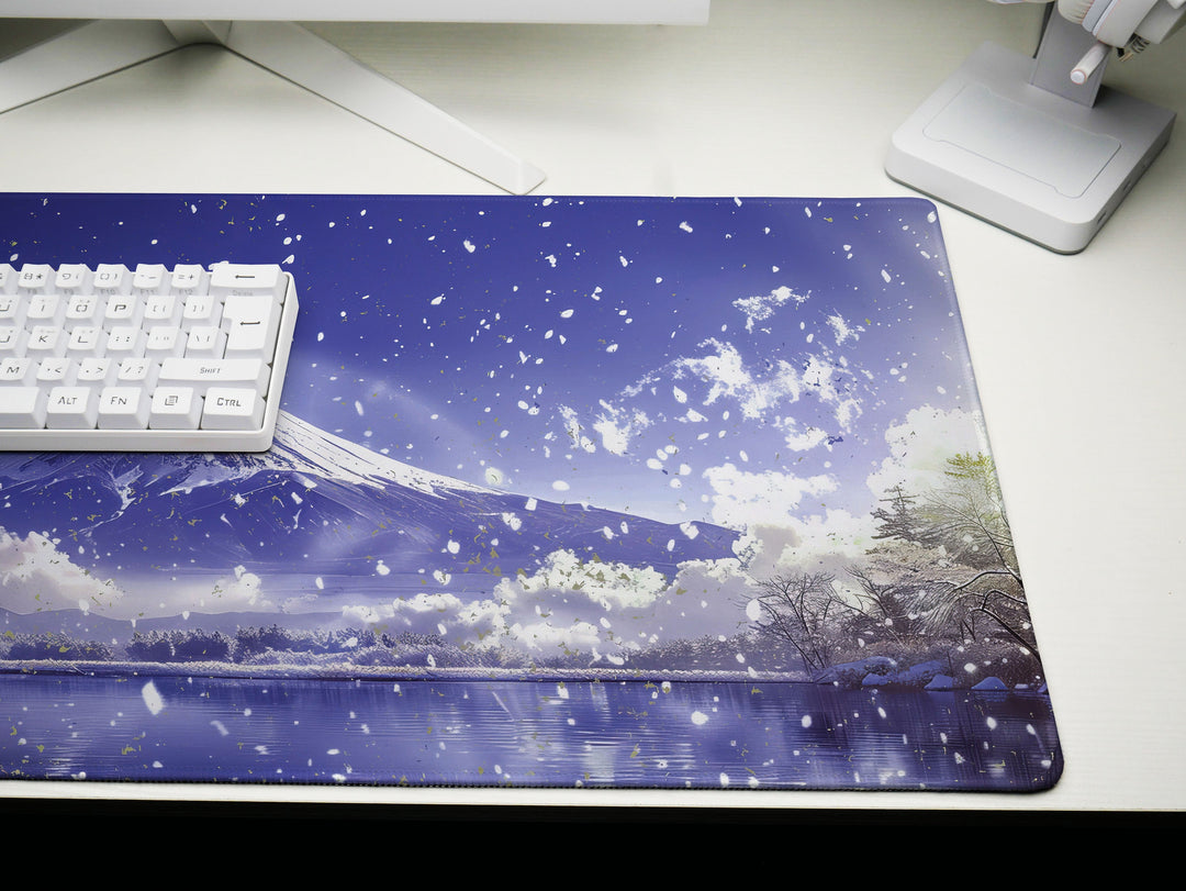 Serene Landscapes Design 2, Desk Pad, Mouse Pad, Desk Mat, Majestic Mountain View, Tranquil Winter Scene