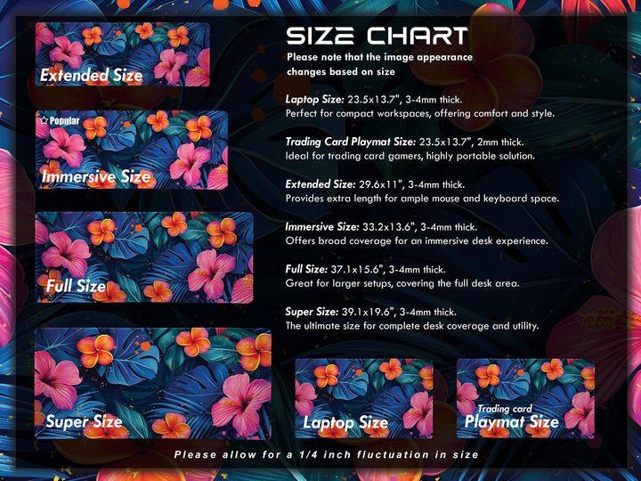 Tropical Escape Design 4, Desk Pad, Majestic Midnight Blooms, Vibrant Office Decor, Floral Desk Mat