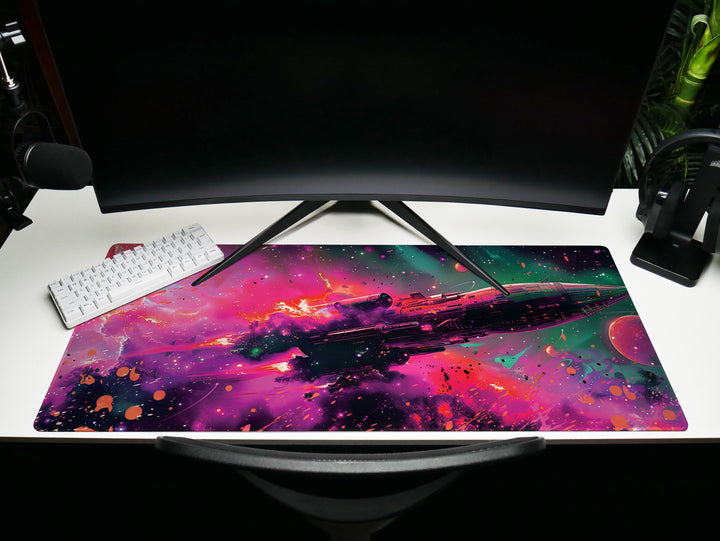 Cosmic Conquest Design 3, Desk Pad, Mouse Pad, Desk Mat, Nebular Odyssey, Stellar Phenomena