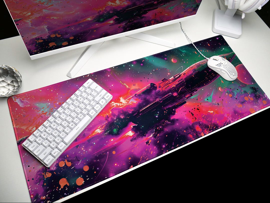 Cosmic Conquest Design 3, Desk Pad, Mouse Pad, Desk Mat, Nebular Odyssey, Stellar Phenomena