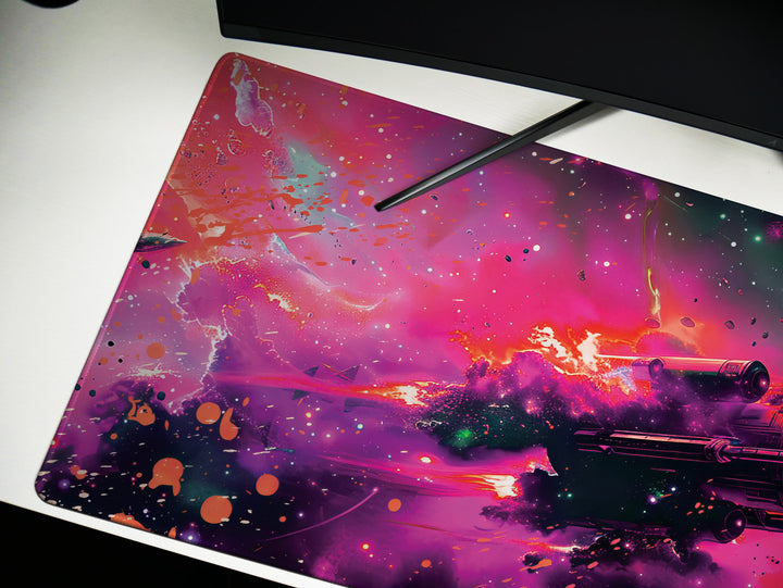 Cosmic Conquest Design 3, Desk Pad, Mouse Pad, Desk Mat, Nebular Odyssey, Stellar Phenomena