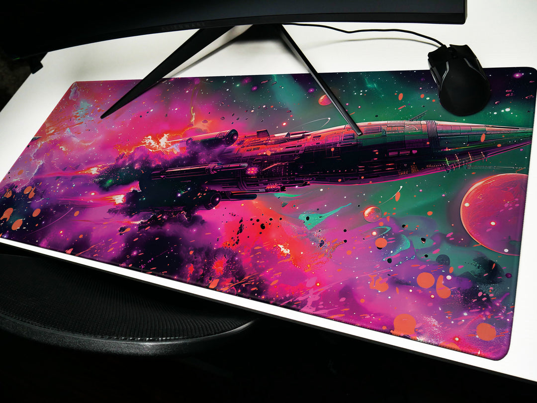 Cosmic Conquest Design 3, Desk Pad, Mouse Pad, Desk Mat, Nebular Odyssey, Stellar Phenomena
