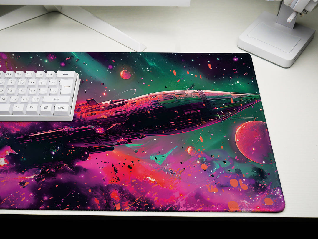 Cosmic Conquest Design 3, Desk Pad, Mouse Pad, Desk Mat, Nebular Odyssey, Stellar Phenomena