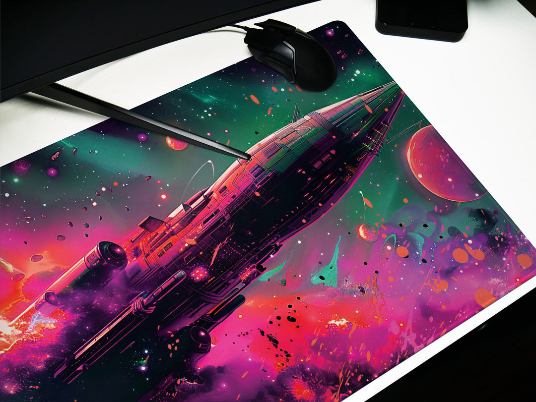 Cosmic Conquest Design 3, Desk Pad, Mouse Pad, Desk Mat, Nebular Odyssey, Stellar Phenomena