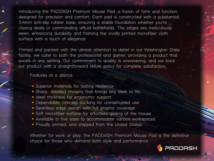 Cosmic Conquest Design 2, Desk Pad, Mouse Pad, Desk Mat, Solar Blaze, Dynamic Comet Trails