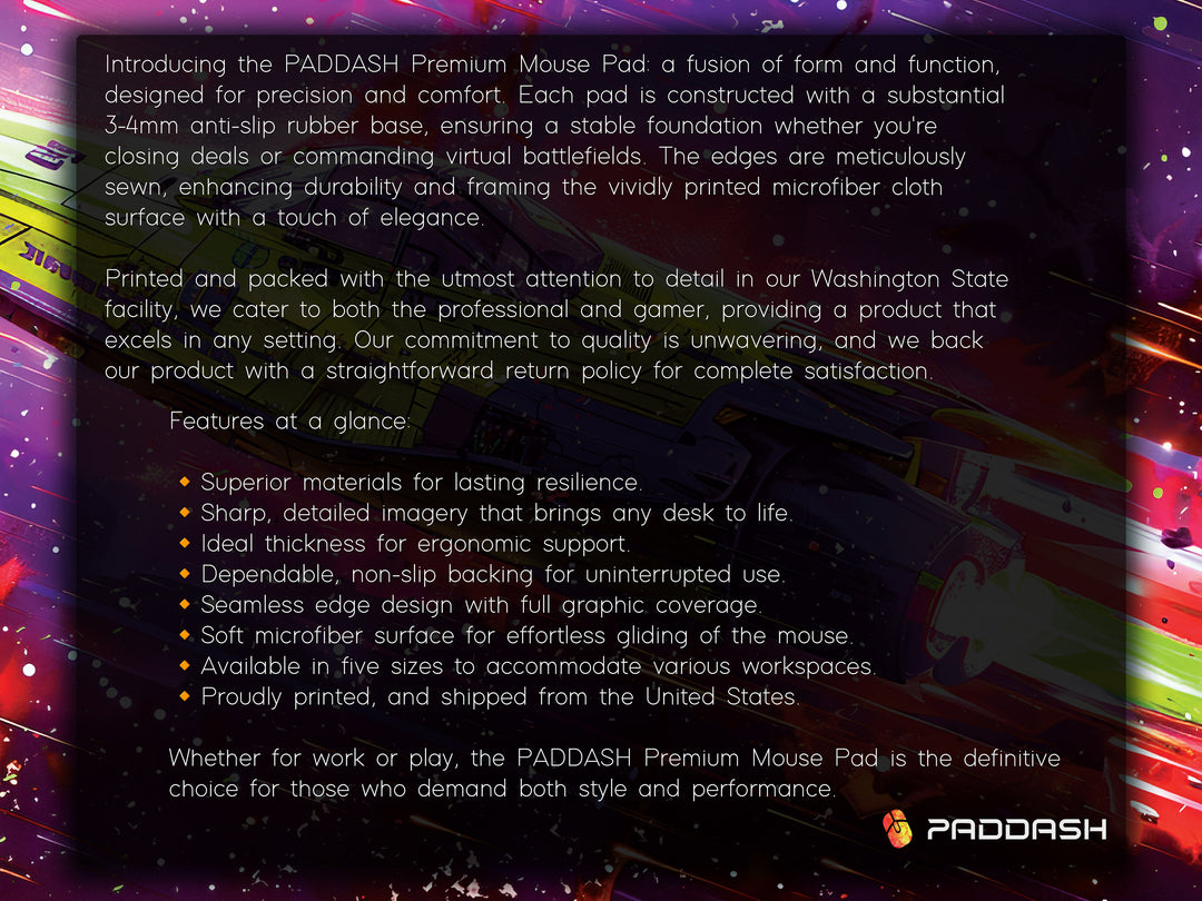 Cosmic Conquest Design 4, Desk Pad, Mouse Pad, Desk Mat, Rainbow Velocity, Spectral Light Show
