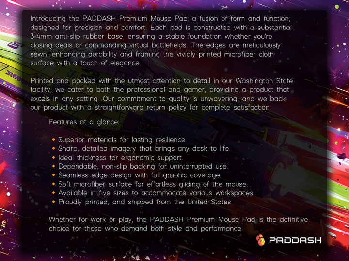 Cosmic Conquest Design 4, Desk Pad, Mouse Pad, Desk Mat, Rainbow Velocity, Spectral Light Show