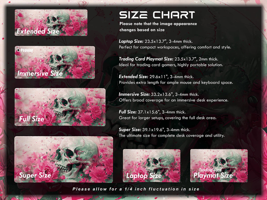 Eternal Bloom Design 2, Desk Pad, Mouse Pad, Desk Mat, Pink Floral Macabre, Artistic Elegance