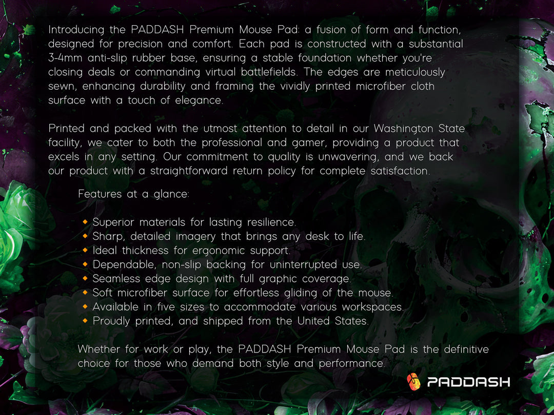 Eternal Bloom Design 4, Desk Pad, Mouse Pad, Desk Mat, Emerald Mystique, Gothic Floral Art