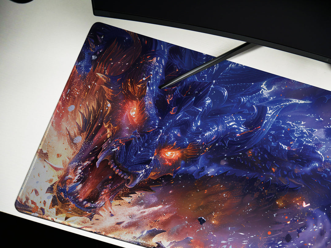 Mystic Nebula Design 3, Desk Pad, Mouse Pad, Desk Mat, Dragon's Fury, Celestial Battle