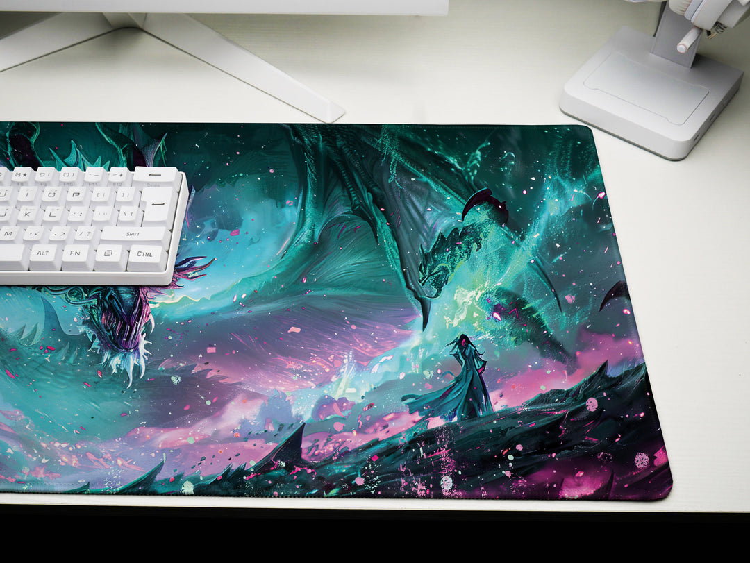 Mystic Nebula Design 4, Desk Pad, Mouse Pad, Desk Mat, Sea Dragon's Embrace, Aquatic Majesty