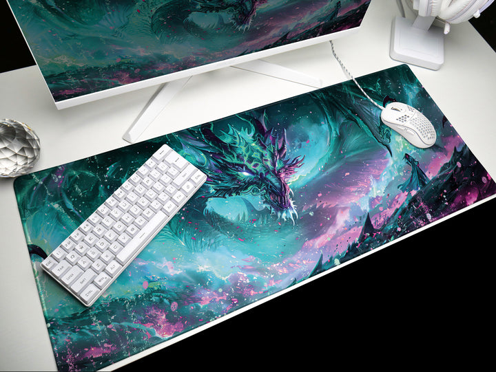 Mystic Nebula Design 4, Desk Pad, Mouse Pad, Desk Mat, Sea Dragon's Embrace, Aquatic Majesty