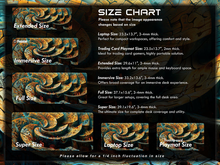 Spiral Genesis Design 2, Desk Pad, Mouse Pad, Desk Mat, Labyrinthine Textures, Earth Tones, Metallic Finish