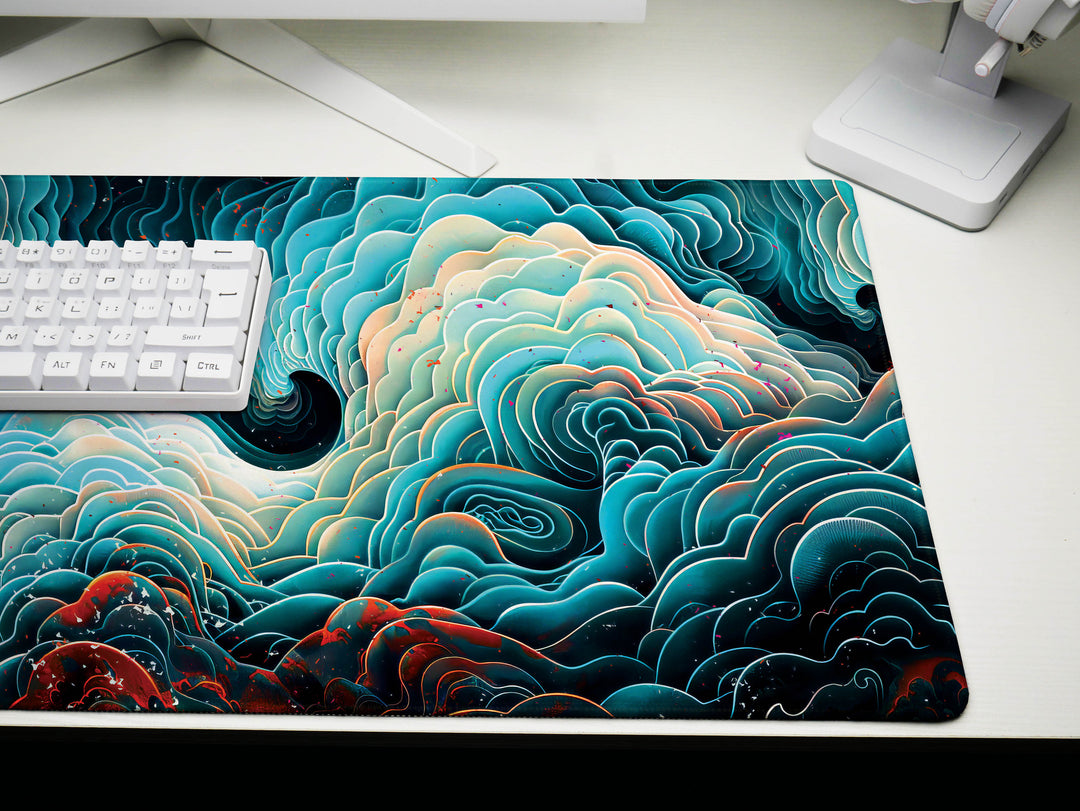 Spiral Genesis Design 6, Desk Pad, Mouse Pad, Desk Mat, Mystical Arches, Spiraled Elegance, Rich Earthy Tones