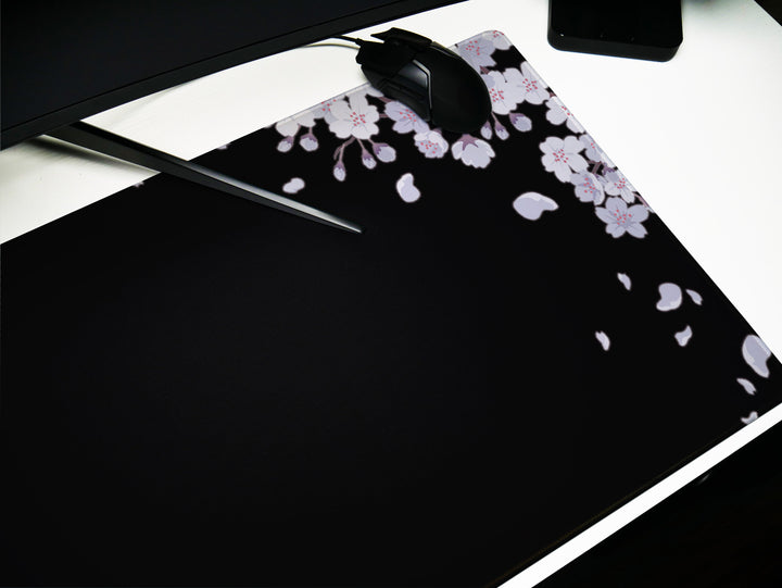 Ethereal Sakura Nightfall, Desk Pad, Mouse Pad, Desk Mat, Serene Blossoms, Elegant Floral Art