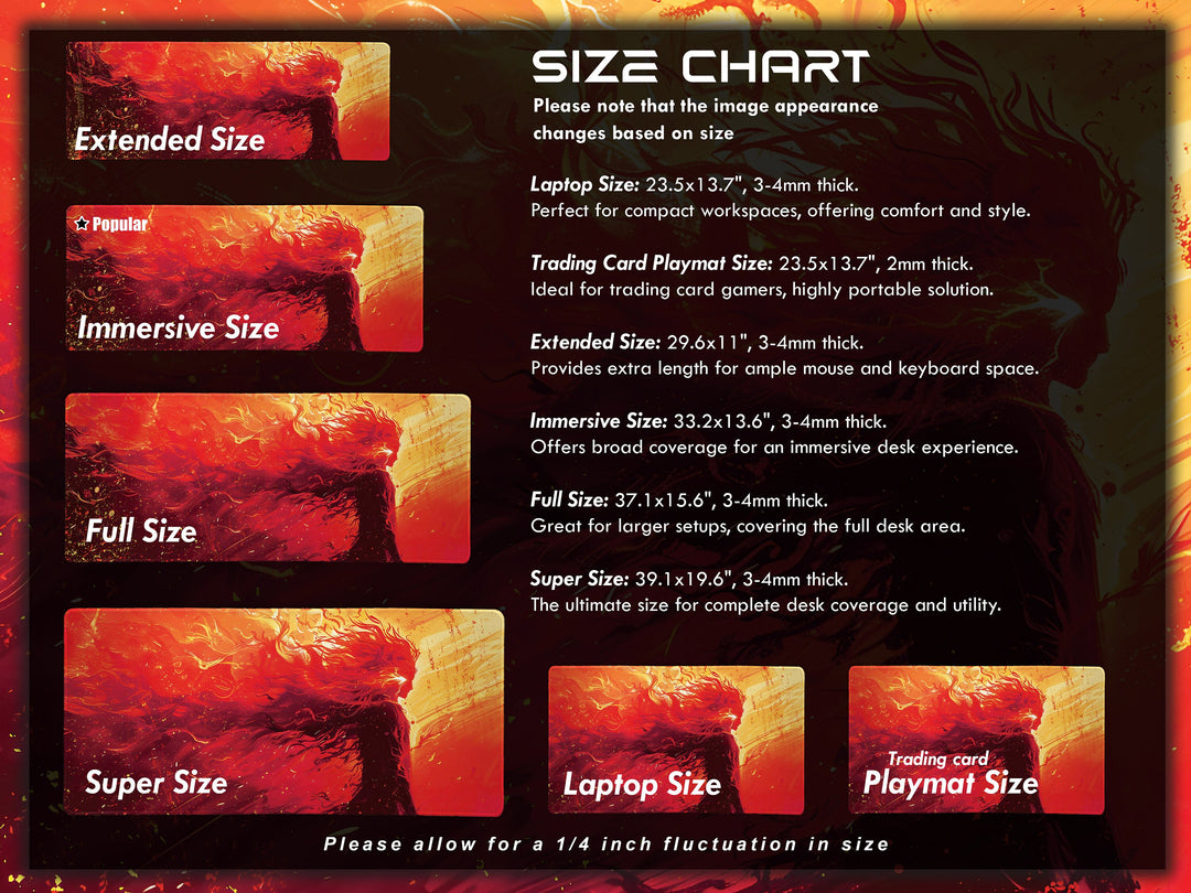 Inferno Elemental Design 1, Desk Pad, Mouse Pad, Desk Mat, Luminous Blaze, Energetic Swirls