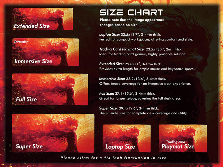 Inferno Elemental Design 1, Desk Pad, Mouse Pad, Desk Mat, Luminous Blaze, Energetic Swirls