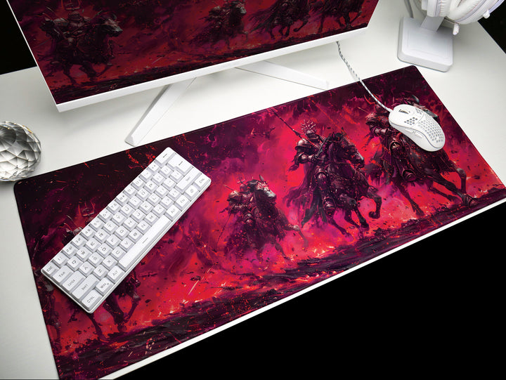 Inferno Elemental Design 2, Desk Pad, Mouse Pad, Desk Mat, Charging Knights, Battle Fury