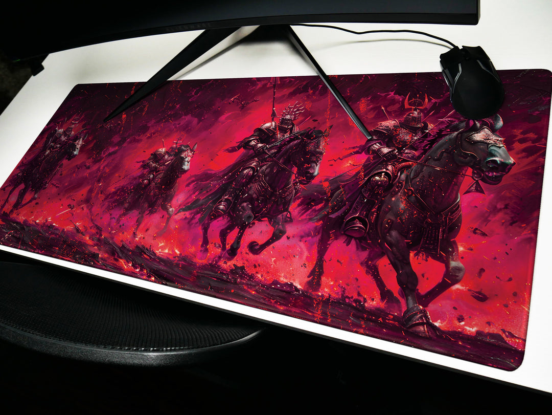 Inferno Elemental Design 2, Desk Pad, Mouse Pad, Desk Mat, Charging Knights, Battle Fury