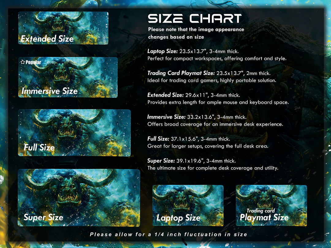Inferno Elemental Design 4, Desk Pad, Mouse Pad, Desk Mat, Blue Depths, Leviathan's Wrath