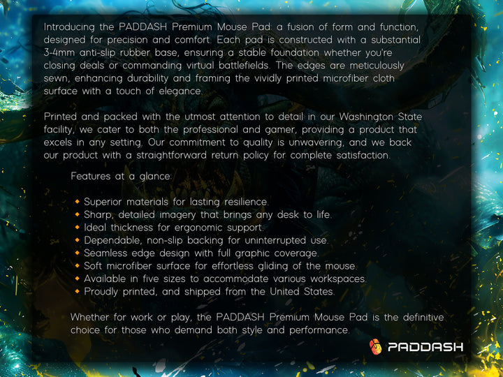 Inferno Elemental Design 4, Desk Pad, Mouse Pad, Desk Mat, Blue Depths, Leviathan's Wrath