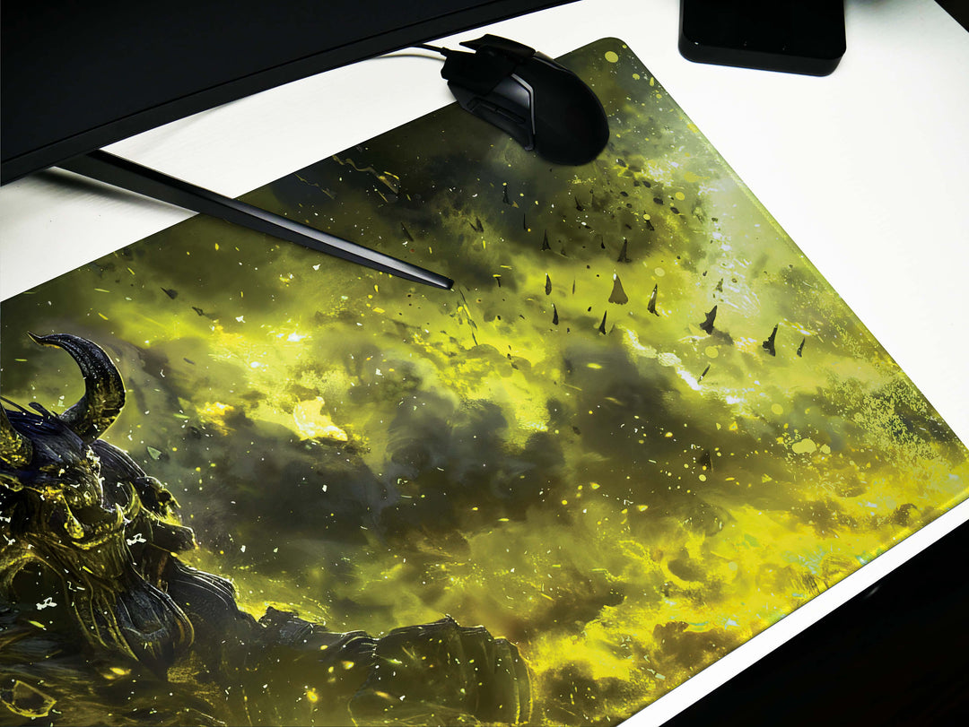 Inferno Elemental Design 5, Desk Pad, Mouse Pad, Desk Mat, Golden Fury, Majestic Charge