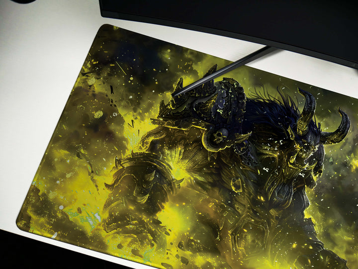 Inferno Elemental Design 5, Desk Pad, Mouse Pad, Desk Mat, Golden Fury, Majestic Charge