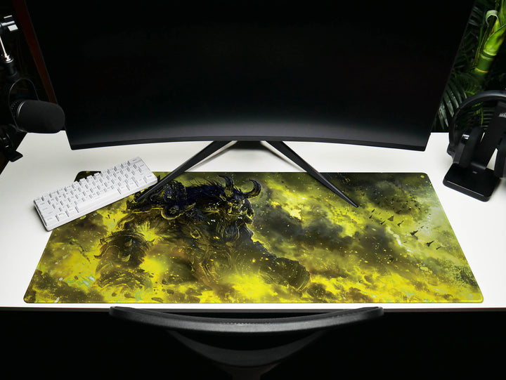 Inferno Elemental Design 5, Desk Pad, Mouse Pad, Desk Mat, Golden Fury, Majestic Charge