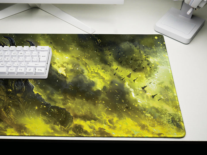 Inferno Elemental Design 5, Desk Pad, Mouse Pad, Desk Mat, Golden Fury, Majestic Charge