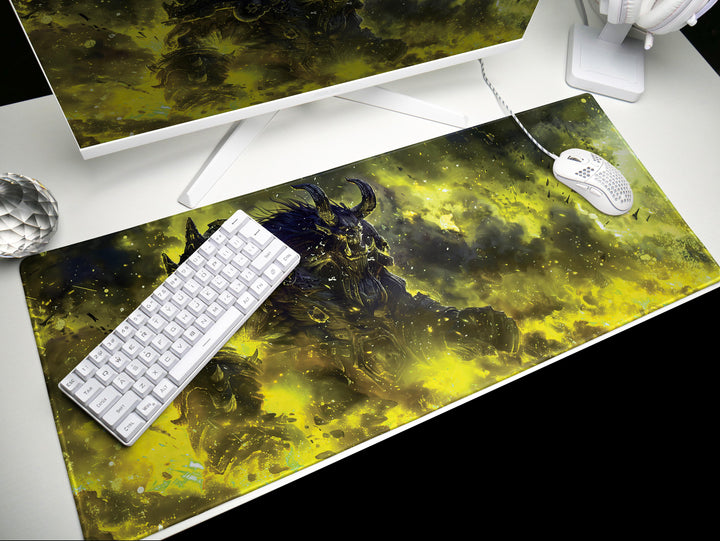 Inferno Elemental Design 5, Desk Pad, Mouse Pad, Desk Mat, Golden Fury, Majestic Charge