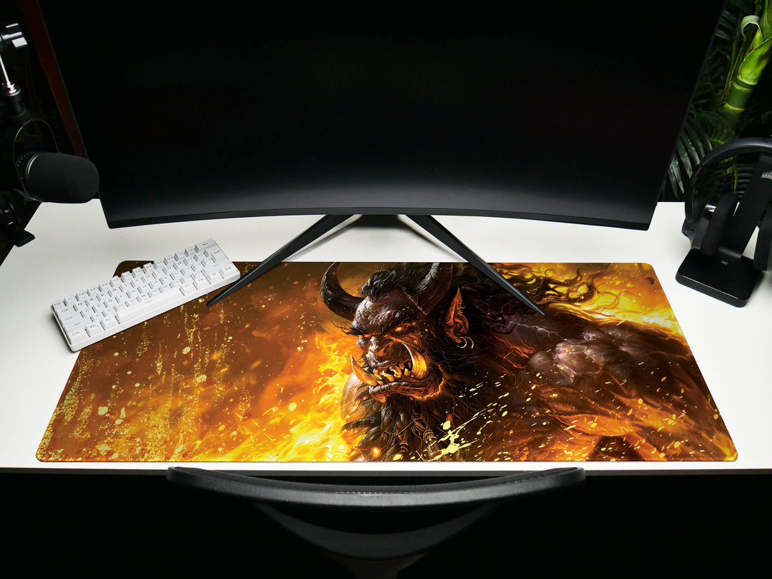 Inferno Elemental Design 6, Desk Pad, Mouse Pad, Desk Mat, Fiery Beast, Roaring Flame