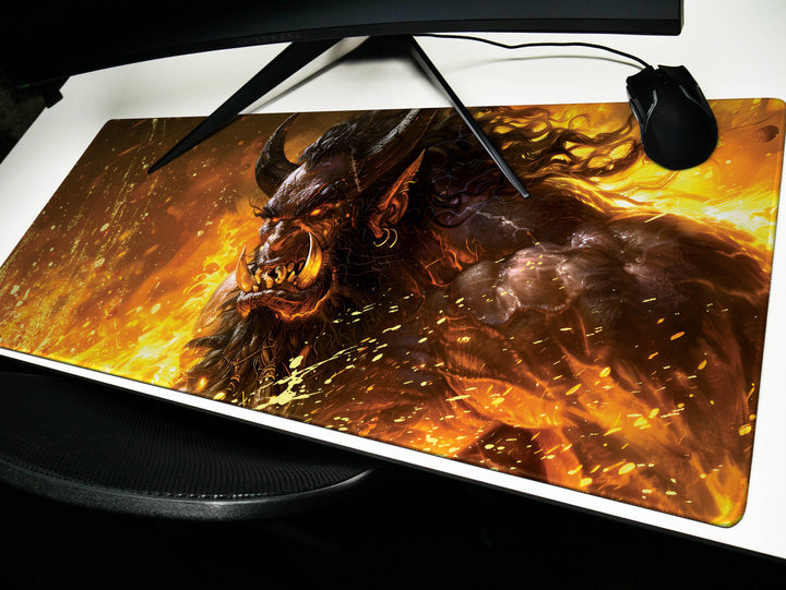 Inferno Elemental Design 6, Desk Pad, Mouse Pad, Desk Mat, Fiery Beast, Roaring Flame