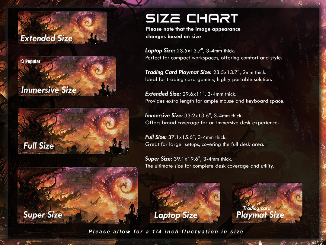 Eldritch Inferno Design 1, Desk Pad, Mouse Pad, Desk Mat, Cosmic Apocalypse, Alien Architecture