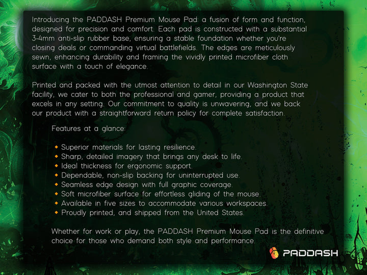 Eldritch Inferno Design 3, Desk Pad, Mouse Pad, Desk Mat, Ethereal Green, Phantom Shadows