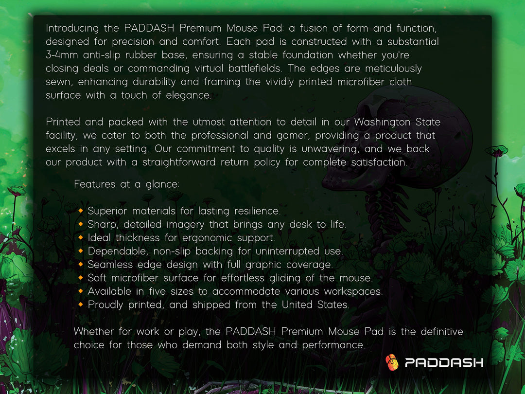 Floral Requiem Design 4, Desk Pad, Mouse Pad, Desk Mat, Verdant Reverie, Reflective Serenity, Enigmatic Workspace