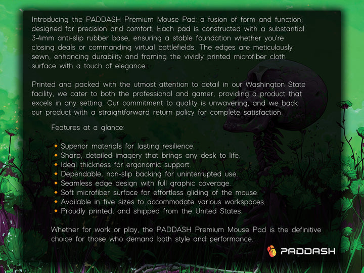 Floral Requiem Design 4, Desk Pad, Mouse Pad, Desk Mat, Verdant Reverie, Reflective Serenity, Enigmatic Workspace