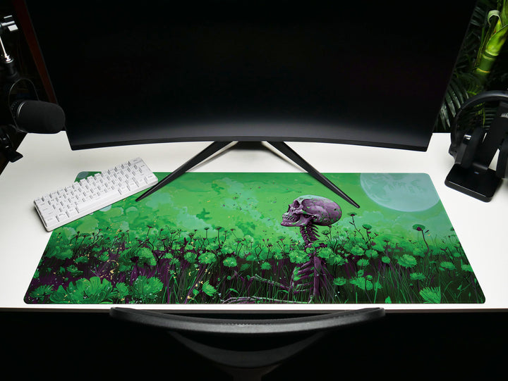 Floral Requiem Design 4, Desk Pad, Mouse Pad, Desk Mat, Verdant Reverie, Reflective Serenity, Enigmatic Workspace