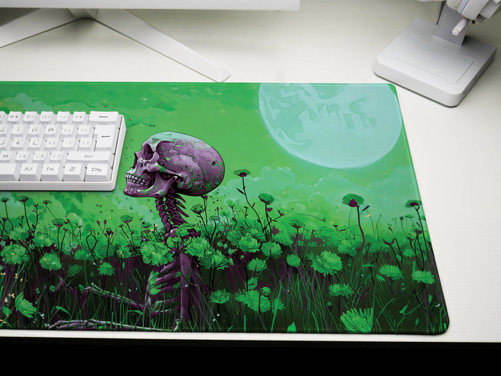Floral Requiem Design 4, Desk Pad, Mouse Pad, Desk Mat, Verdant Reverie, Reflective Serenity, Enigmatic Workspace