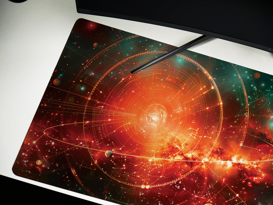 Cosmic Voyage Design 3, Desk Pad, Mouse Pad, Desk Mat, Galactic Grandeur, Celestial Choreography, Cosmic Canvas