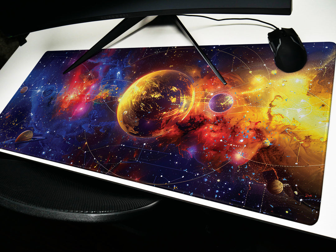 Cosmic Voyage Design 4, Desk Pad, Mouse Pad, Desk Mat, Solar Majesty, Planetary Pathways, Orbital Elegance